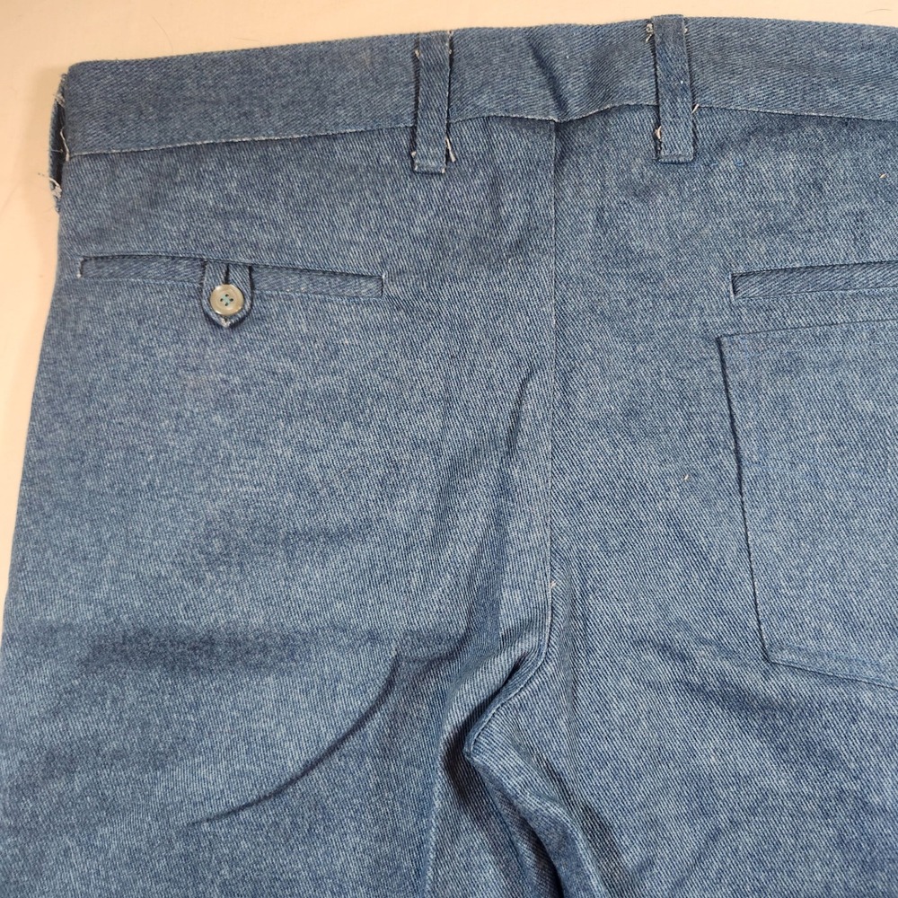 Vintage 70sCustom Handmade Blue Denim Trousers Mens Straight Leg Workwear Pants - Picture 6 of 10